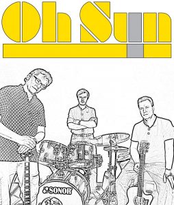 Oh Sun! sind aktuell Thomas Auth (E-Gitarre), Jürgen Langer (Drums) und Roland Grimm (Akustikgitarre). Grafik: Grimm